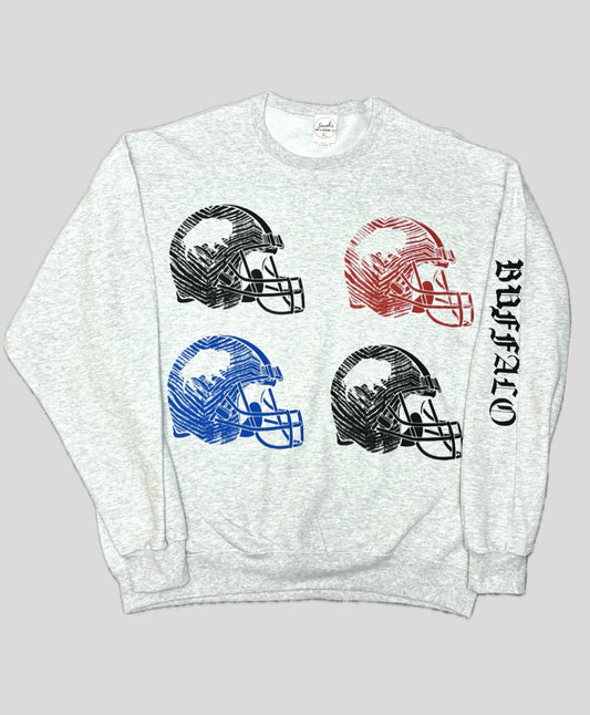 Helmet Screen-Printed Crewneck