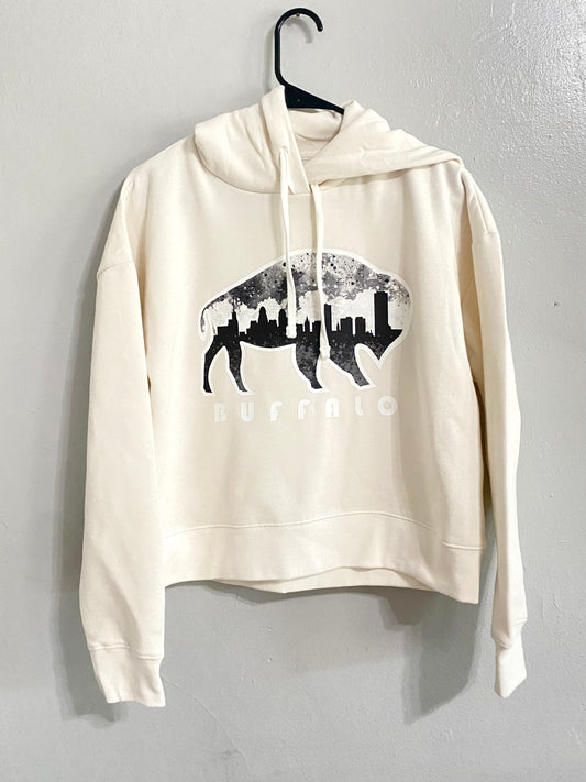 Buffalo Splatter Skyline Cropped Hoodie