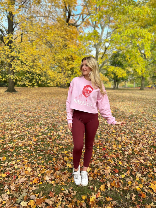 Pink 17 Screen-Printed Cropped Crewneck