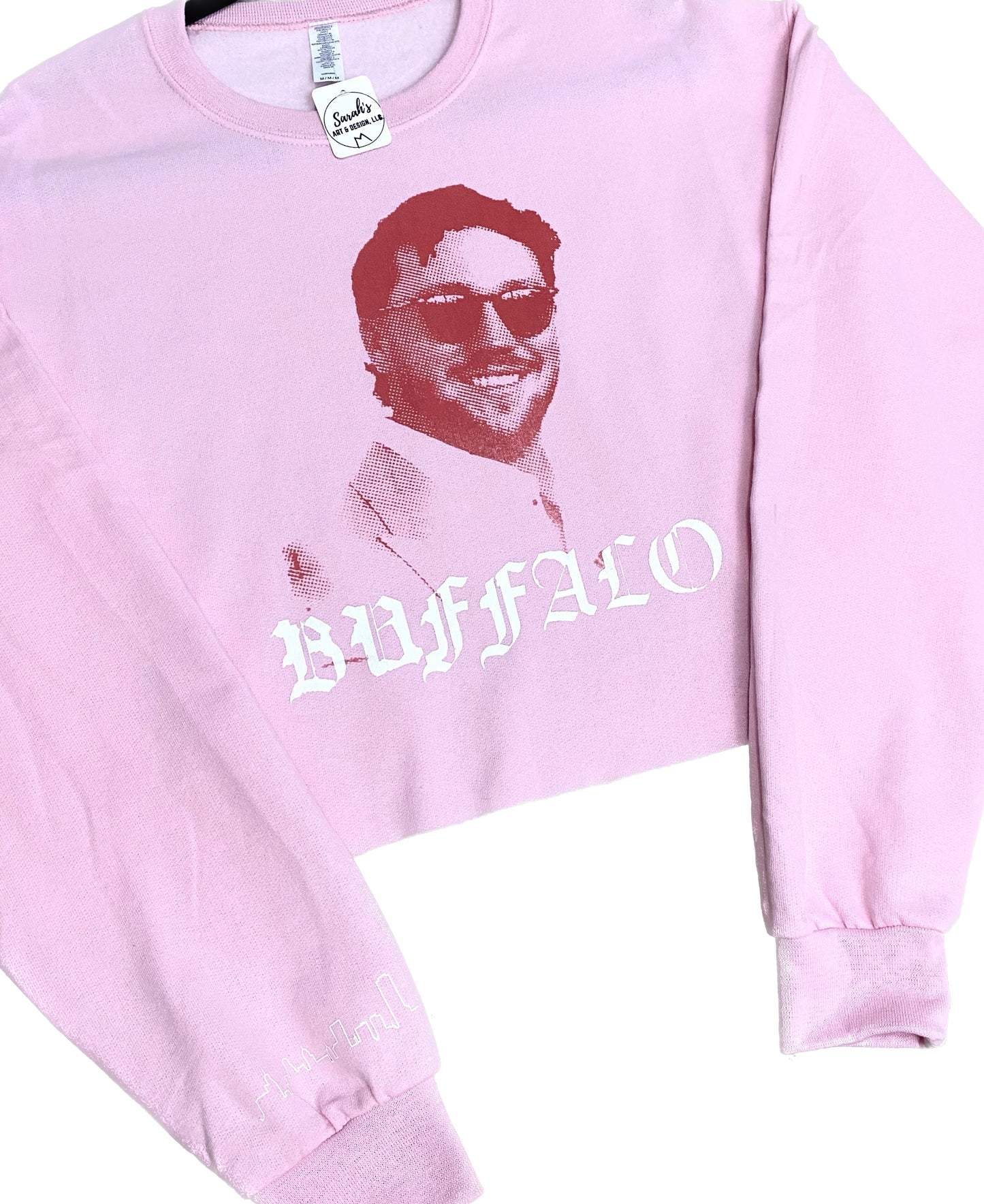 Pink 17 Screen-Printed Cropped Crewneck